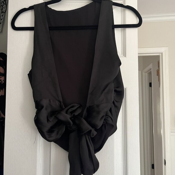 Silk Black Zara Backless Top Size M - Picture 4 of 6